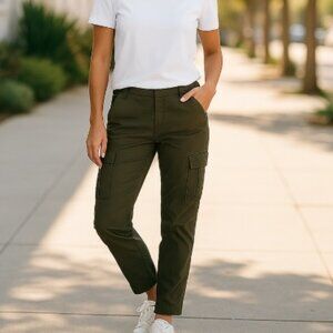 Two by Vince Camuto Womens Olive Green Cargo Straight Pants Size 27 / 4